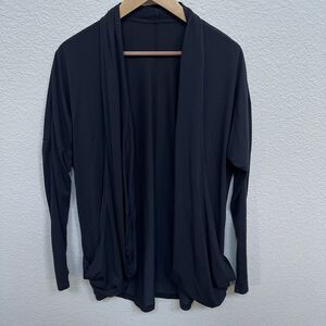 Lucy Women’s Yoga Athletic Cardigan Black Open Front Long Sleeve Size Small